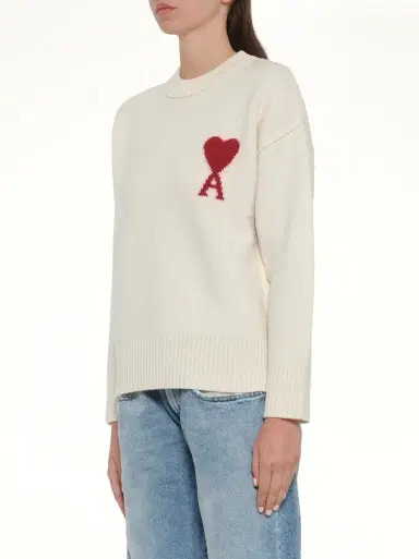 AMI PARIS Red Ami De Coeur Sweater in | Thumbnail 9