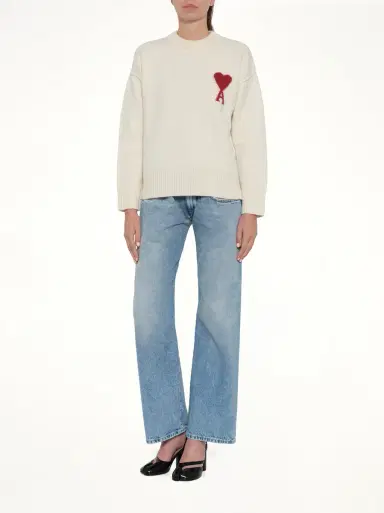 AMI PARIS Red Ami De Coeur Sweater in | Thumbnail 10