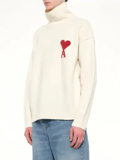AMI PARIS Contrasted Adc Funnel Neck Sweater in | Thumbnail 2