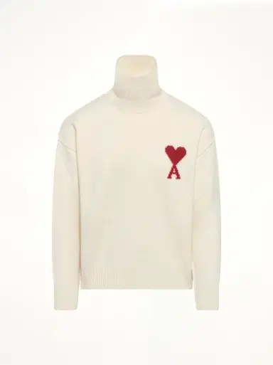AMI PARIS Contrasted Adc Funnel Neck Sweater in | Thumbnail 3