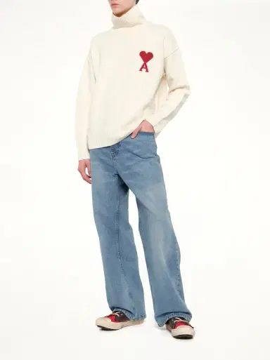 AMI PARIS Contrasted Adc Funnel Neck Sweater in | Thumbnail 4