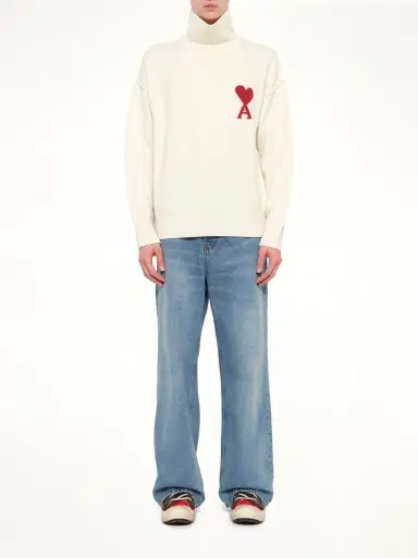AMI PARIS Contrasted Adc Funnel Neck Sweater in | Thumbnail 7