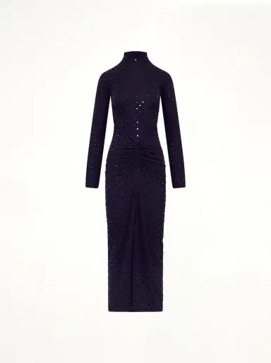 Alaïa Draped Dress LS in Aubergine Purple | Thumbnail 3 Alaïa Draped Dress LS in Aubergine Purple | Thumbnail 3