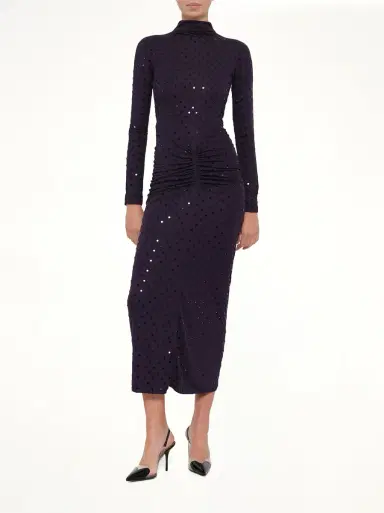 Alaïa Draped Dress LS in Aubergine Purple | Thumbnail 4 Alaïa Draped Dress LS in Aubergine Purple | Thumbnail 4