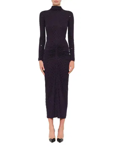 Alaïa Draped Dress LS in Aubergine Purple | Thumbnail 1 Alaïa Draped Dress LS in Aubergine Purple | Thumbnail 1