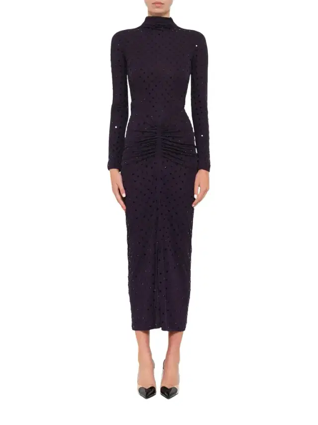 Draped Dress LS in Aubergine Purple
