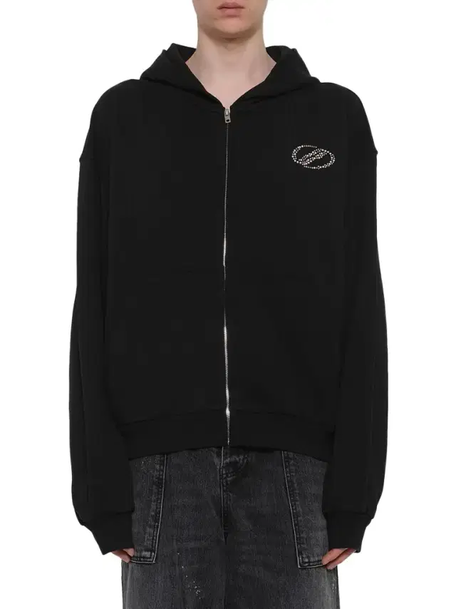 We11Done Rhinestone Zip-up Balloon Hoodie