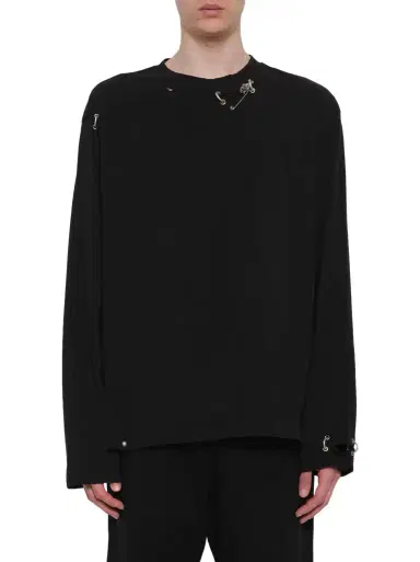 We11Done Piercing Detail Long Sleeve T-shirt | Thumbnail 1 We11Done Piercing Detail Long Sleeve T-shirt | Thumbnail 1