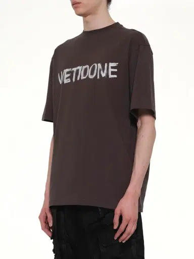 We11Done Logo Painted T-shirt in Charcoal Grey | Thumbnail 2