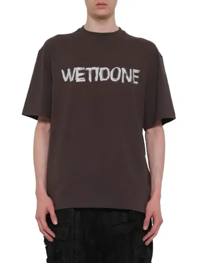 We11Done Logo Painted T-shirt in Charcoal Grey | Thumbnail 1