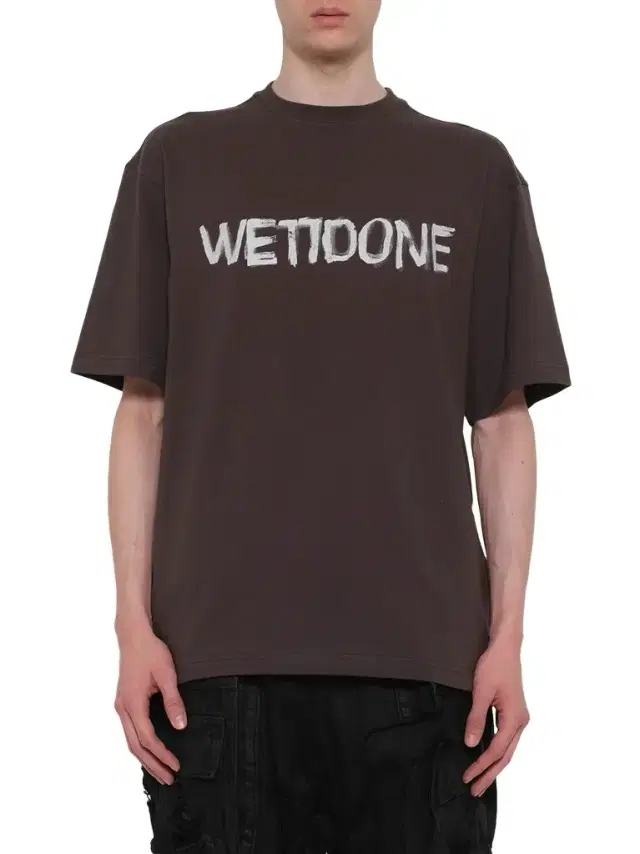 We11Done Logo Painted T-shirt in Charcoal Grey