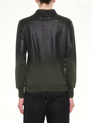 Maison Margiela Coated Knit Polo in Green/black Green | Thumbnail 5 Maison Margiela Coated Knit Polo in Green/black Green | Thumbnail 5