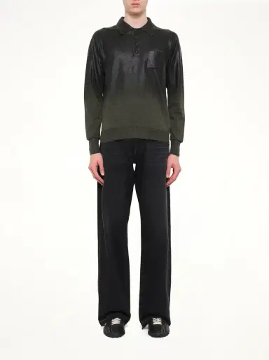 Maison Margiela Coated Knit Polo in Green/black Green | Thumbnail 7 Maison Margiela Coated Knit Polo in Green/black Green | Thumbnail 7