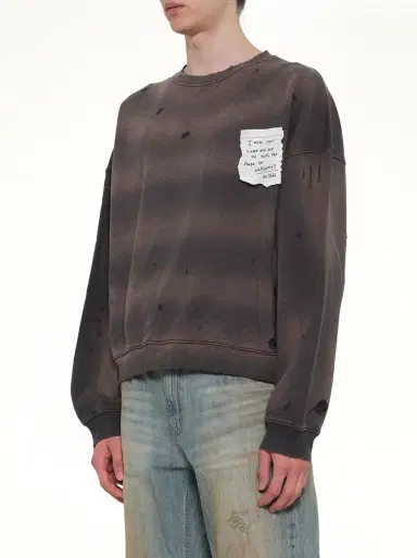 We11Done Paper Note Grunge Sweatshirt in Charcoal Grey | Thumbnail 2 We11Done Paper Note Grunge Sweatshirt in Charcoal Grey | Thumbnail 2