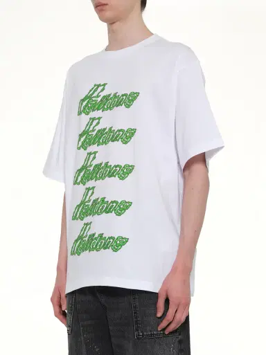 We11Done Multi-logo T-shirt in White/green White | Thumbnail 2