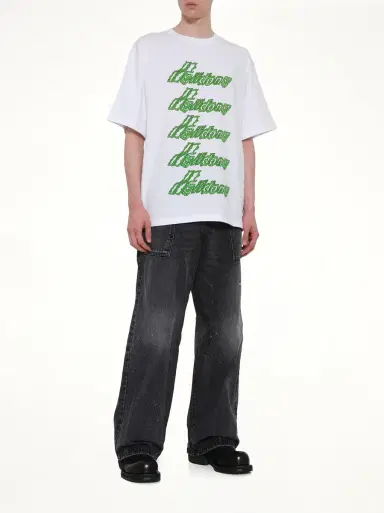 We11Done Multi-logo T-shirt in White/green White | Thumbnail 4