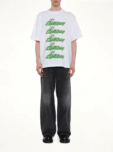 We11Done Multi-logo T-shirt in White/green White | Thumbnail 7