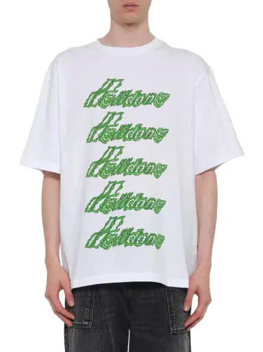 We11Done Multi-logo T-shirt in White/green White | Thumbnail 1