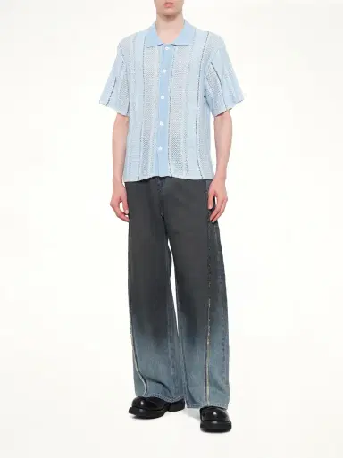 FENG CHEN WANG Knited Shirt in Blue Check | Thumbnail 4