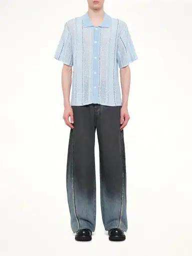 FENG CHEN WANG Knited Shirt in Blue Check | Thumbnail 7