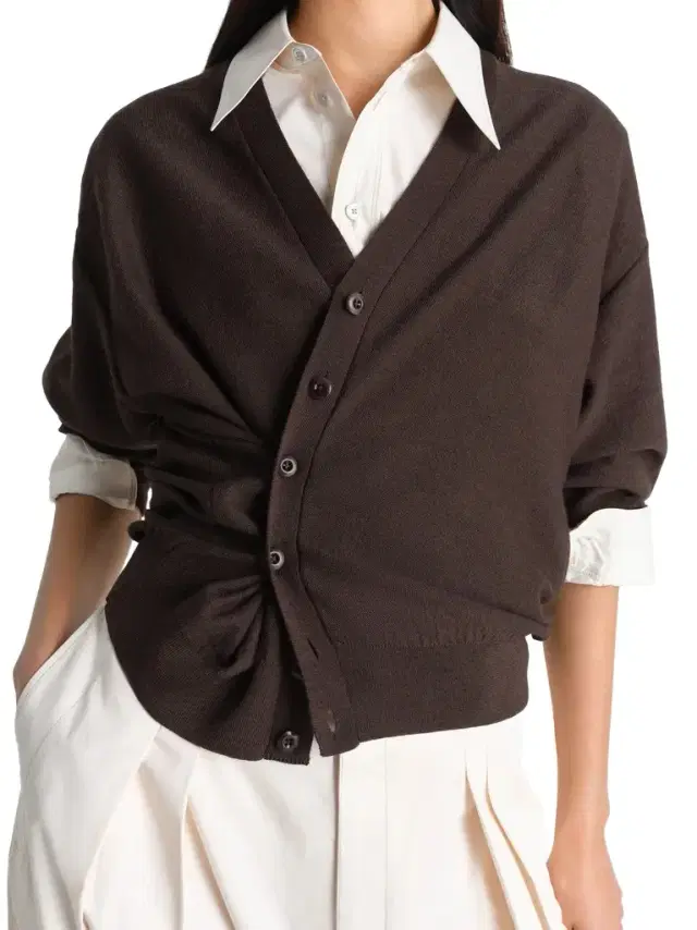 Lemaire Twisted Cardigan in Dark Cacao Brown