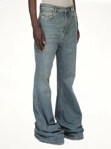 RICK OWENS DRKSHDW Bolan Bootcut Jeans in Washed Indigo Blue | Thumbnail 4