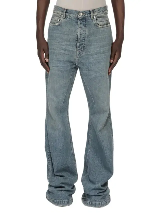 RICK OWENS DRKSHDW Bolan Bootcut Jeans in Washed Indigo Blue