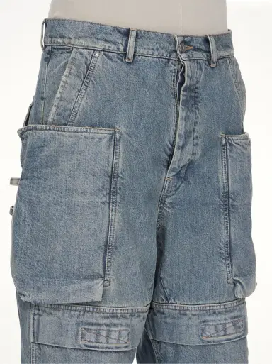 RICK OWENS DRKSHDW Stefan Cargo in Washed Indigo Blue | Thumbnail 2