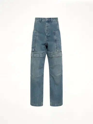 RICK OWENS DRKSHDW Stefan Cargo in Washed Indigo Blue | Thumbnail 3