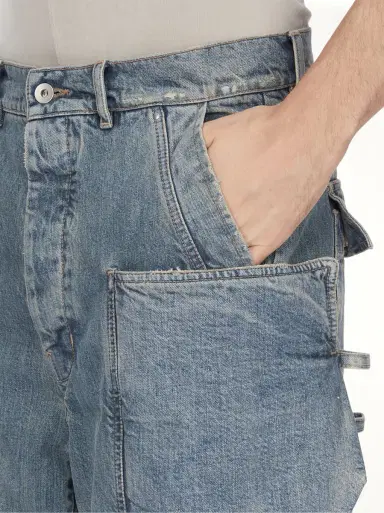 RICK OWENS DRKSHDW Stefan Cargo in Washed Indigo Blue | Thumbnail 6