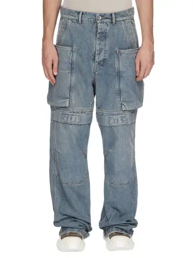RICK OWENS DRKSHDW Stefan Cargo in Washed Indigo Blue | Thumbnail 1