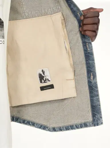 RICK OWENS DRKSHDW Denim Outershirt in Washed Indigo Blue | Thumbnail 2 RICK OWENS DRKSHDW Denim Outershirt in Washed Indigo Blue | Thumbnail 2