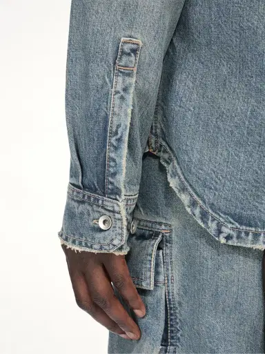 RICK OWENS DRKSHDW Denim Outershirt in Washed Indigo Blue | Thumbnail 7 RICK OWENS DRKSHDW Denim Outershirt in Washed Indigo Blue | Thumbnail 7