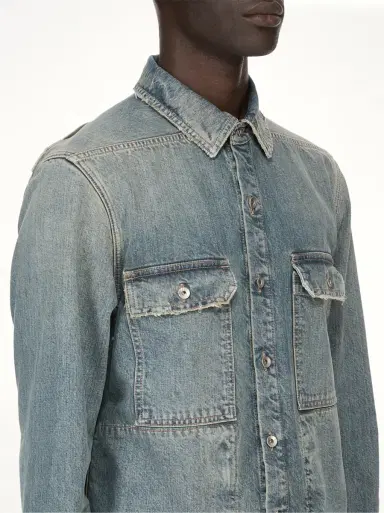 RICK OWENS DRKSHDW Denim Outershirt in Washed Indigo Blue | Thumbnail 9 RICK OWENS DRKSHDW Denim Outershirt in Washed Indigo Blue | Thumbnail 9