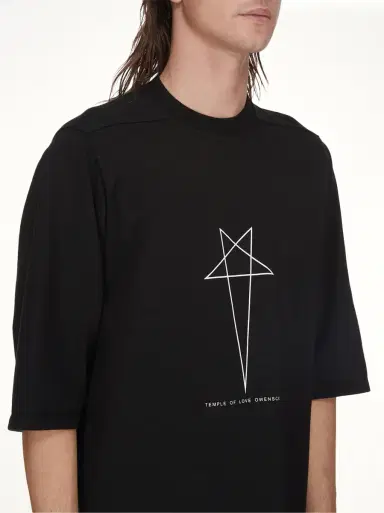 RICK OWENS DRKSHDW Pentagram Jumbo SS T-shirt in Black/milk Black | Thumbnail 2