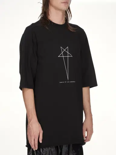 RICK OWENS DRKSHDW Pentagram Jumbo SS T-shirt in Black/milk Black | Thumbnail 4