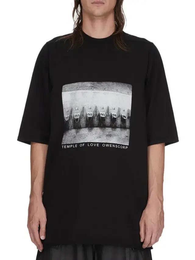 RICK OWENS DRKSHDW Urinal Jumbo SS T-shirt in Black/milk Black