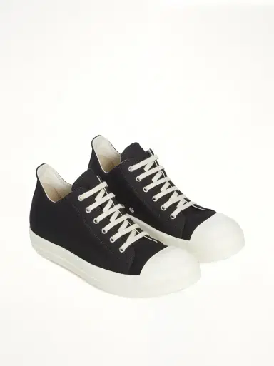 RICK OWENS DRKSHDW Denim Low Sneaks in Black/milk Black | Thumbnail 3