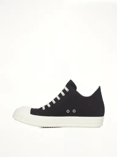 RICK OWENS DRKSHDW Denim Low Sneaks in Black/milk Black | Thumbnail 4