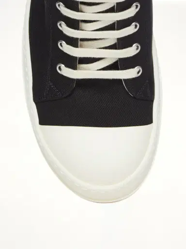 RICK OWENS DRKSHDW Denim Low Sneaks in Black/milk Black | Thumbnail 6