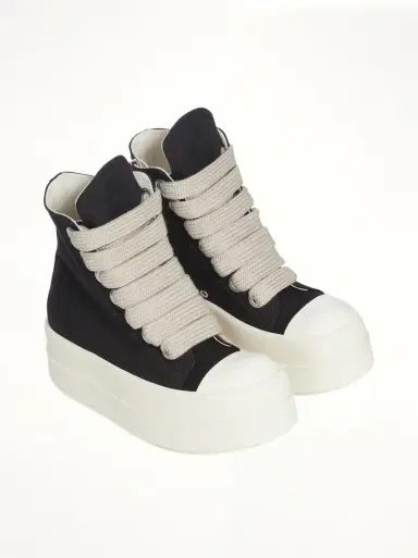 RICK OWENS DRKSHDW Mega Bumper Jumbolace Sneaks in Black/milk Black | Thumbnail 3