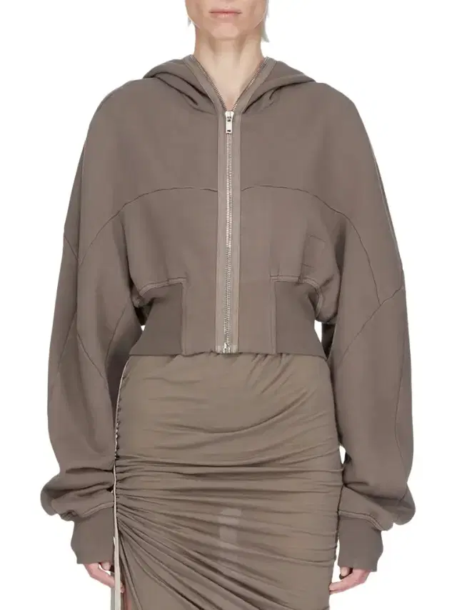 RICK OWENS DRKSHDW Collage Gimp Hoodie in Dust Brown