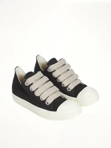 RICK OWENS DRKSHDW Jumbolace Low Sneaks in Black/milk Black | Thumbnail 3