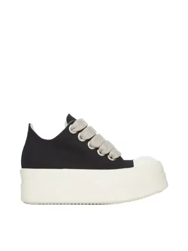RICK OWENS DRKSHDW Mega Bumper Jumbolace Low Sneaks in Black/milk Black | Thumbnail 1