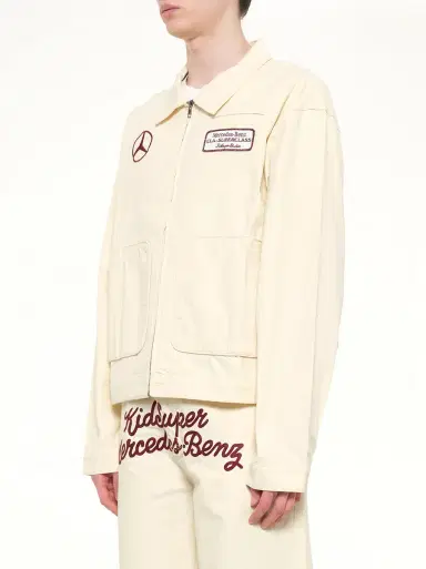 KidSuper Kidsuper X Mercedes Benz Work Jacket in Cream Beige | Thumbnail 2 KidSuper Kidsuper X Mercedes Benz Work Jacket in Cream Beige | Thumbnail 2
