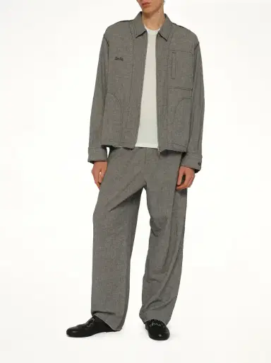 Undercover Linen Stripe Blouson in White/black White | Thumbnail 4