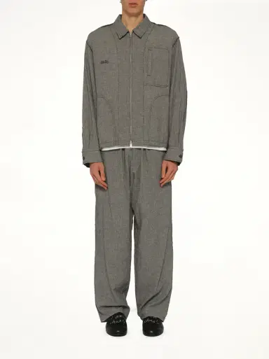 Undercover Linen Stripe Blouson in White/black White | Thumbnail 7