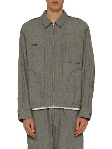 Undercover Linen Stripe Blouson in White/black White | Thumbnail 1