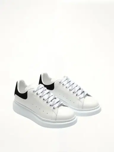 Alexander McQueen Larry Oversized Suede Sneakers in White/black | Thumbnail 3