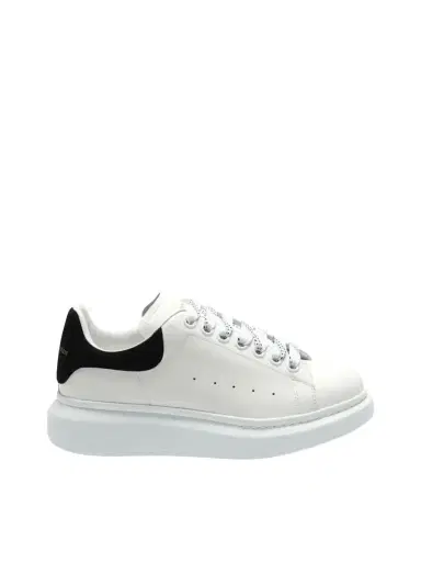 Alexander McQueen Larry Oversized Suede Sneakers in White/black | Thumbnail 1